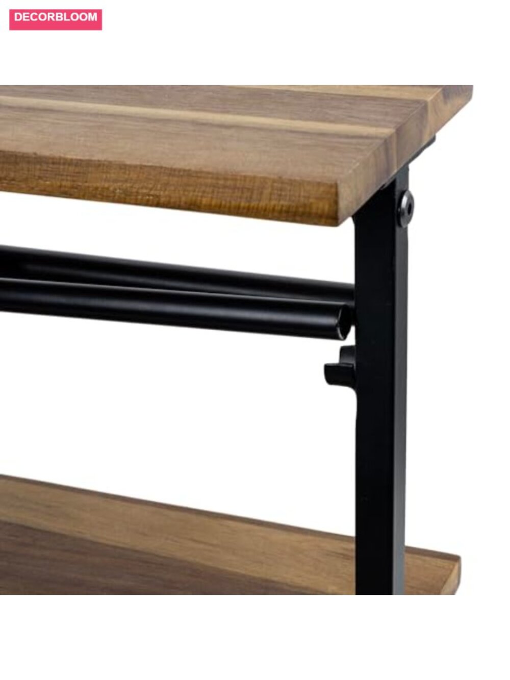 Acacia Wood Paper Towel Holder with Top Shelf and Matte Black Metal Frame - Picture 5 of 6